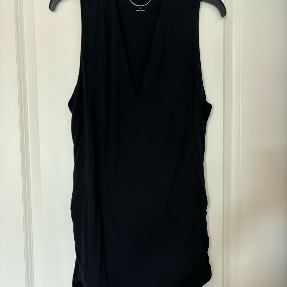 INC International Concepts Black V-Neck Tank Top
